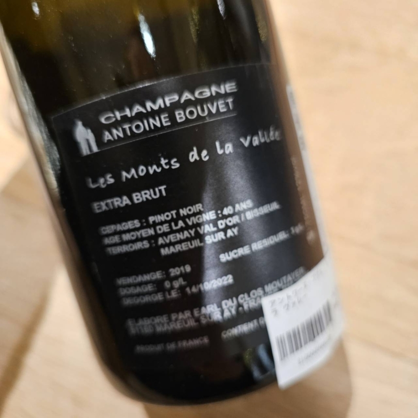 アントワーヌ ブヴェ  / レ モン ド ラ ヴァレー 2019 Champagne Antoine Bouvet / Les Monts de la Vallée 20193